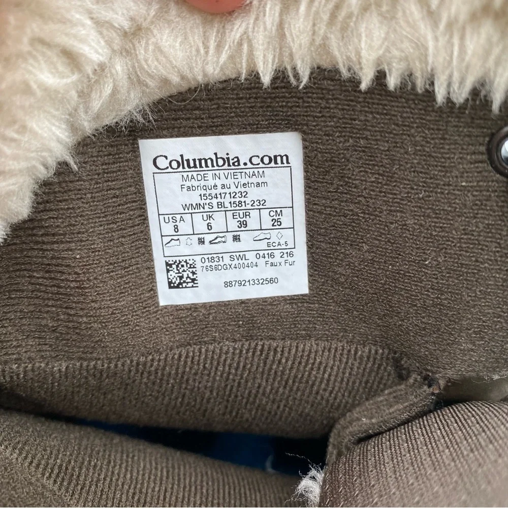 Columbia Ice Maiden II Faux Fur Lined Waterproof Winter‎ Hiking Trail Boots 8